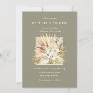 Invitación Boho Pampas Grass Dried Flowers Boda Bouquet