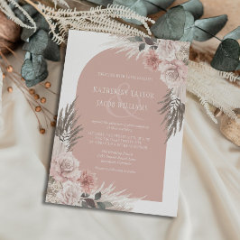 Invitación Boho Pampas Grass Dusty Boda Floral Rosa