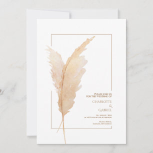Invitación Boho Pampas Grass Earth Tones Simple Boda
