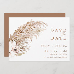 Invitación Boho Pampas Grass Floral Save The Date Card