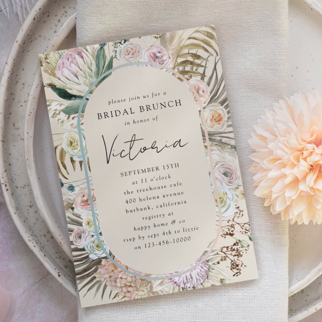 Invitación Boho Pampas Grass Florals Bridal Brunch (Subido por el creador)