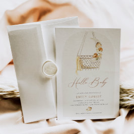 Invitación Boho Pampas Grass Gender Neutral Hello Baby Shower