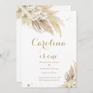 Invitación Boho Pampas Grass Inv. Fiesta bohemio de primer cu