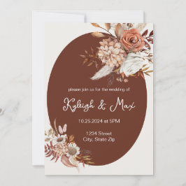 Invitación Boho Pampas Grass Invitation – Neutral Florals