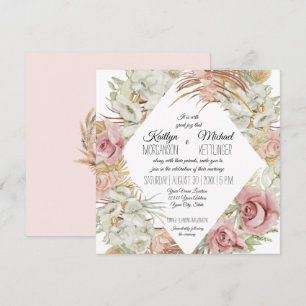 Invitación BOHO Pampas Grass Palm Foliage Blush Orchid Floral