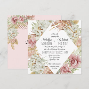 Invitación BOHO Pampas Grass Palm Foliage Rubor Orquid Floral