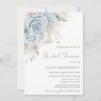 Boho Pampas Grass Pastel Blue Floral Bridal Shower