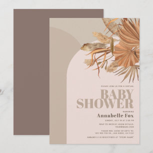 Invitación Boho Pampas Grass Pink Virtual Baby Shower