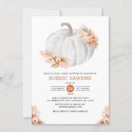 Invitación Boho Pampas Grass Pumpkin Baby Shower