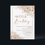 Invitación Boho Pampas Grass Rosas Gold Frame Cumpleaños<br><div class="desc">Invitación de cumpleaños de Boho Pampas Rosas de Grass Gold Frame Invitation inspirada en Bohemia con dos arreglos de colores tierra y flores con pampas y una imagen moderna de caligrafía como encabezado. Ideal para todo aquel que desee una invitación bohemia inspirada en la fiesta de cumpleaños.</div>