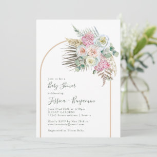 Invitación Boho Pampas Grass Rubor Floral Arch Baby Shower