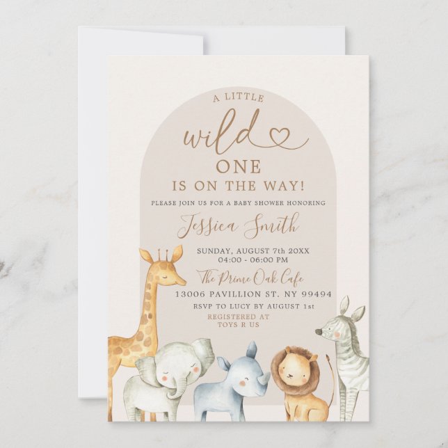 Invitación Boho Pampas Grass Safari Wild One Baby Shower Invi (Anverso)