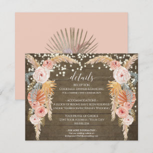 Invitación Boho Pampas Grass Twinkle ilumina detalles rusos
