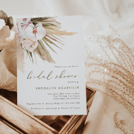 Invitación Boho Pampas Grass Watercolor Floral Bridal Shower
