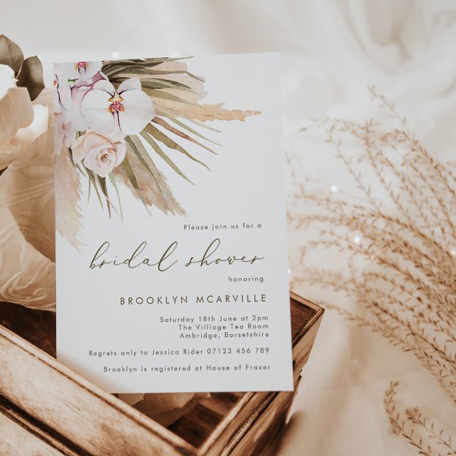 Invitación Boho Pampas Grass Watercolor Floral Bridal Shower (Subido por el creador)