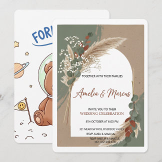 Invitación Boho Pampas Grass Wedding Invitation 