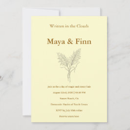Invitación Boho Pampas Grass Wedding Invitation Minimalist