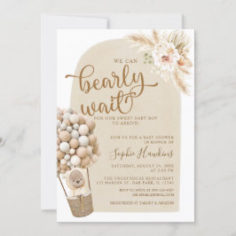 Invitación Boho Pampas hierba Teddy Bear Bear