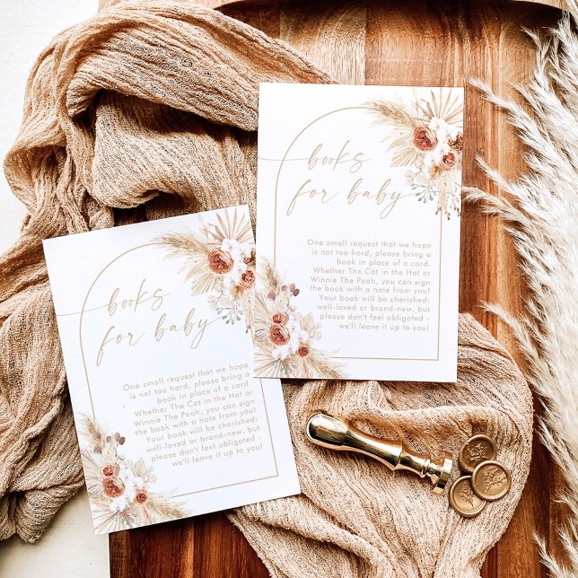 Invitación Boho Pampas Libros de Beige de Grass para el Bebé (Subido por el creador)