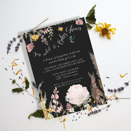 Invitación BOHO Pampas Mariposa Floral Moody Grasa Negra