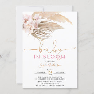 Invitación Boho Pampas Niño De Grasa En Bloom Invita Baby Sho