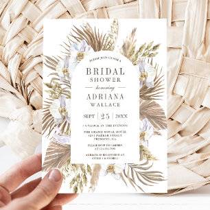 Invitación Boho Pampas Orquídea Blanca Palma Seca Lluvia de N