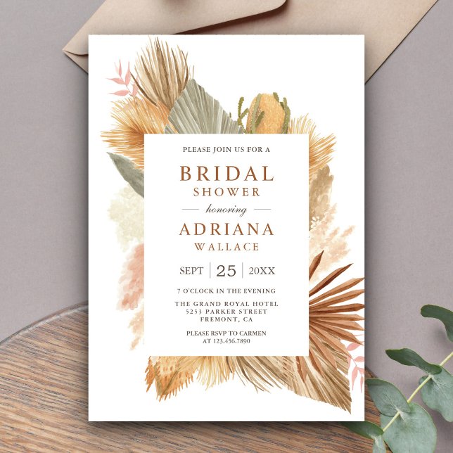Invitación Boho Pampas Palma Seca Grass deja ducha de novia (Subido por el creador)