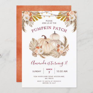 Invitación Boho Pampas Parche de Calabaza de Grass