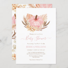 Invitación Boho Pampas Pumpkin pink baby shower