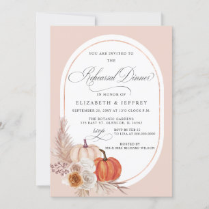 Invitación Boho Pampas Pumpkins Ensayo de caída