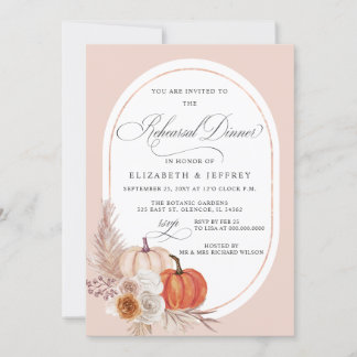 Invitación Boho Pampas Pumpkins Ensayo de caída