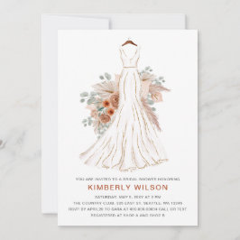 Invitación Boho Pampas Purpurina Boda vestida ducha de novia