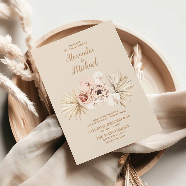 Invitación Boho Pampass Grass Floral Boda (Subido por el creador)