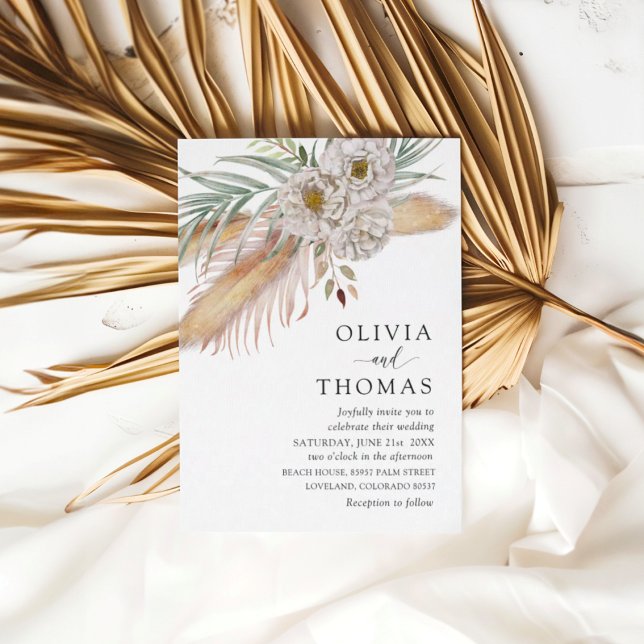 Invitación Boho Pampass y Boda de acuarela floral (Subido por el creador)