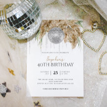 Boho Papmas Grass Disco Ball Cualquier cumpleaños 