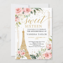 Invitación Boho Paris Eiffel oro de la exuberante vegetación 