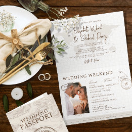 Invitación Boho Passport Boda de destino