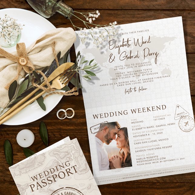 Invitación Boho Passport Boda de destino (Subido por el creador)