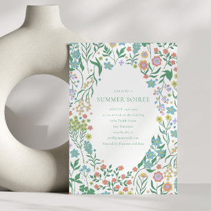Invitación Boho Pastel Azul Flor salvaje Whimsy Summer Soiree
