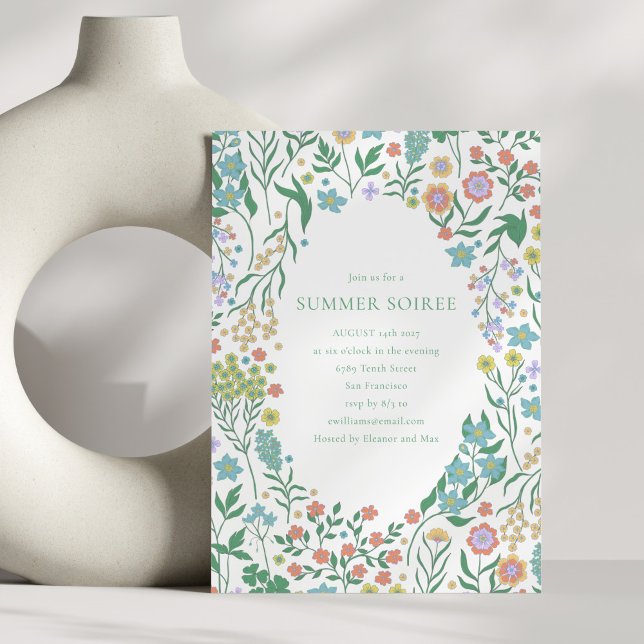 Invitación Boho Pastel Azul Flor salvaje Whimsy Summer Soiree (Subido por el creador)