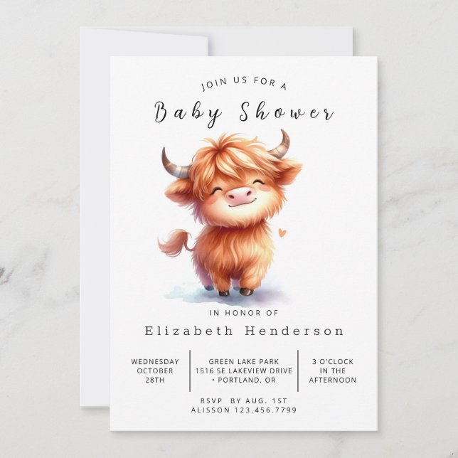 Invitación Boho Pastel Farm Cow Baby Shower (Anverso)
