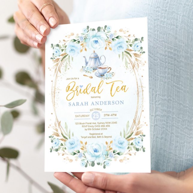 Invitación Boho Pastel Flor Azul Bridal Shower Tea Fiesta (Subido por el creador)