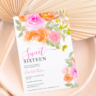 Invitación Boho pastel flor silvestre floral acuarela Dulce 1