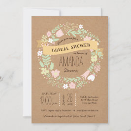 Invitación Boho Pastel Floral Wreath Rústico Boda