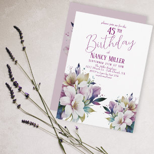 Invitación Boho Pastel Flowers 45th Birthday Invitation
