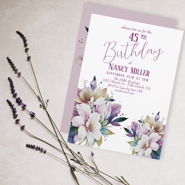 Invitación Boho Pastel Flowers 45th Birthday Invitation (Subido por el creador)