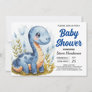 Invitación Boho Pastel Imprimible Dinosaur Boy Baby Shower
