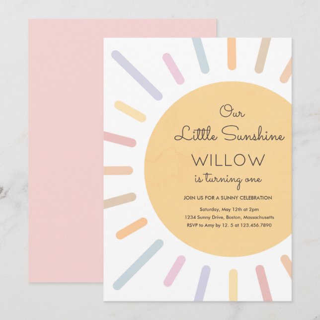 Invitación Boho Pastel Nuestra Pequeña Fiesta de Cumpleaños S (Anverso / Reverso)
