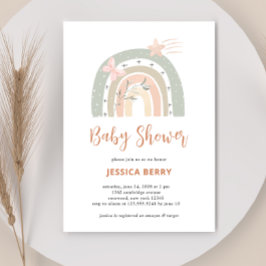 Invitación Boho Pastel Rainbow Baby Shower