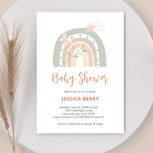Invitación Boho Pastel Rainbow Baby Shower